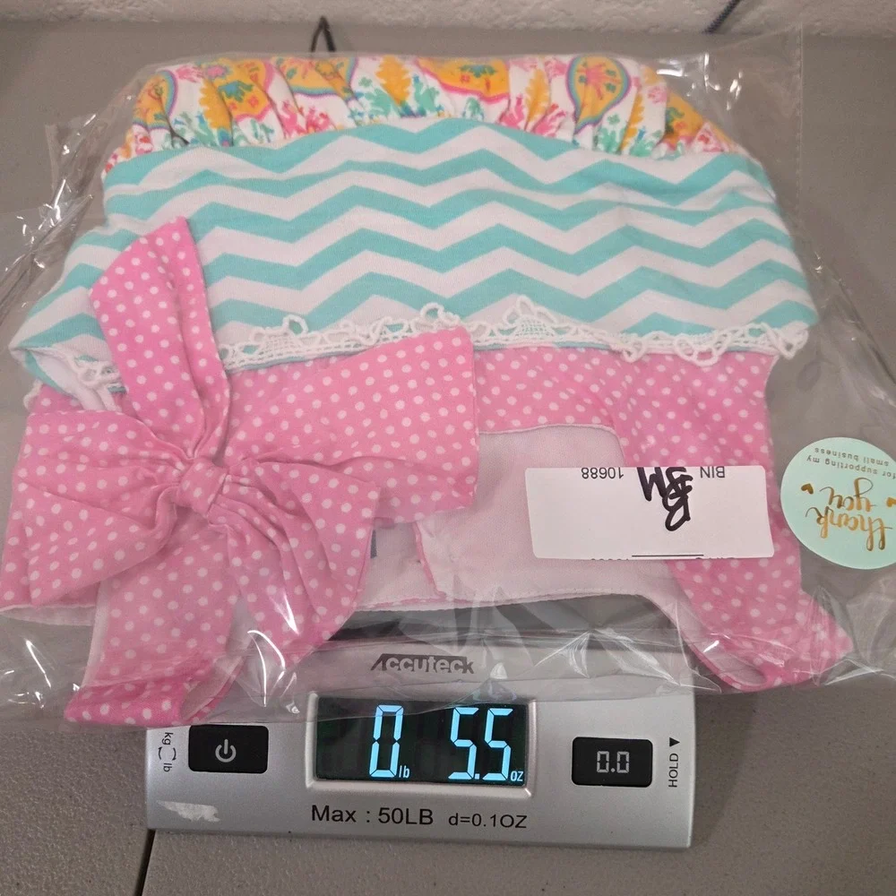 Counting Daisies Girls Pink Cotton Fit & Flare Dress 2T Chevron‎ Polka Dot Bow